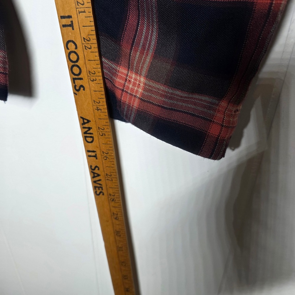 Cartonnier Anthropologie Plaid Ankle Zip Trousers Red Navy Size 2 Tapered Pants - Picture 10 of 16